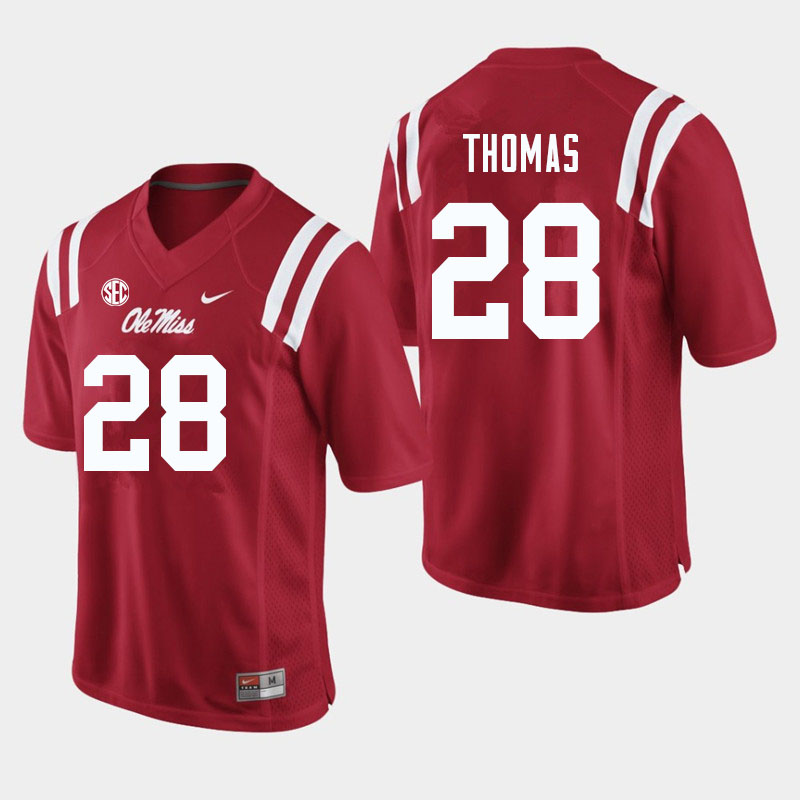 Damarcus Thomas Ole Miss Rebels NCAA Men's Red #28 Stitched Limited College Football Jersey CMC6558VT